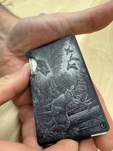 Laser Engraved Unisex Solid Color Aluminum Alloy Open Wallets