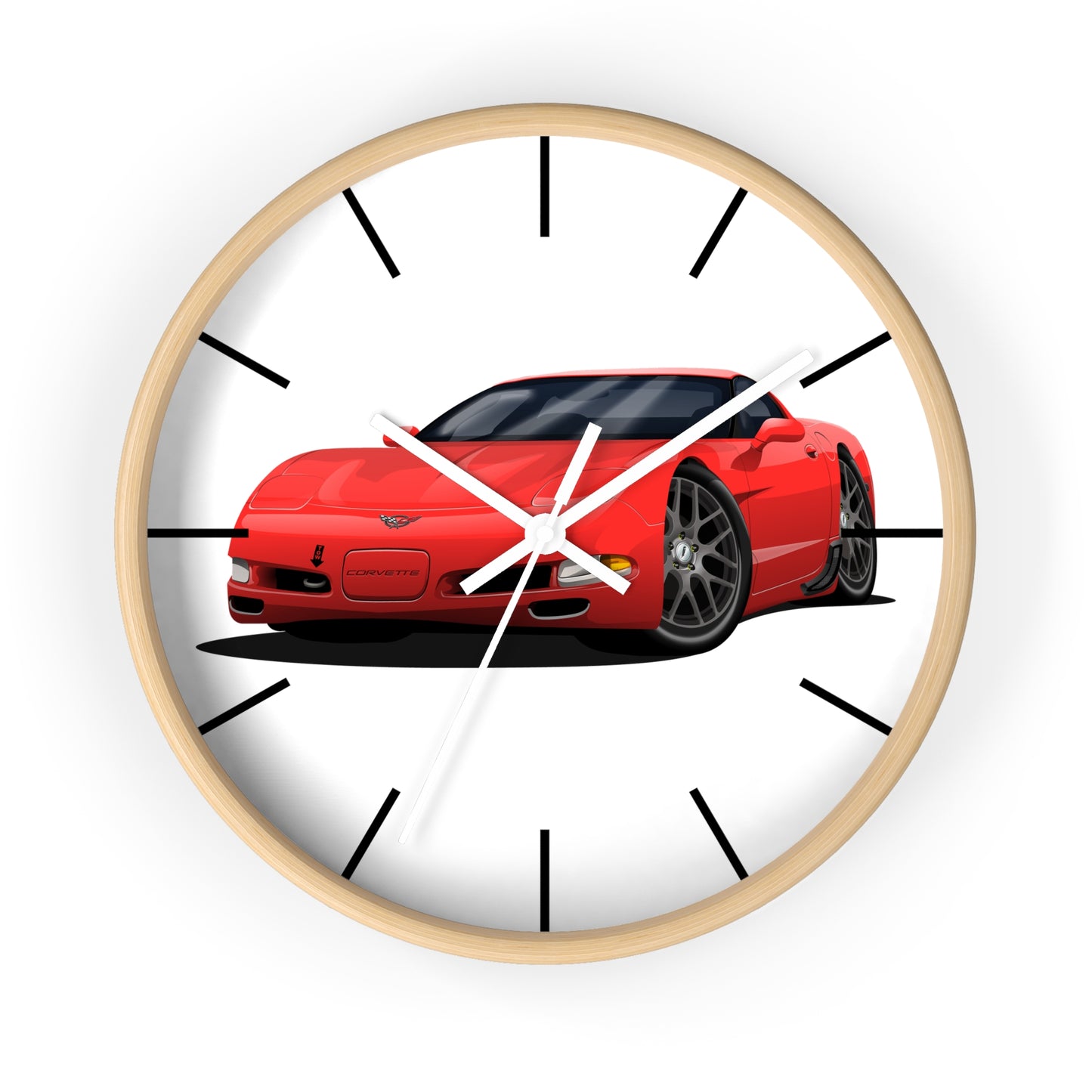 1997 Corvette Red Sports Car Wall Clock — Racing Car Decor for Garage, Man Cave, Kids’ Room