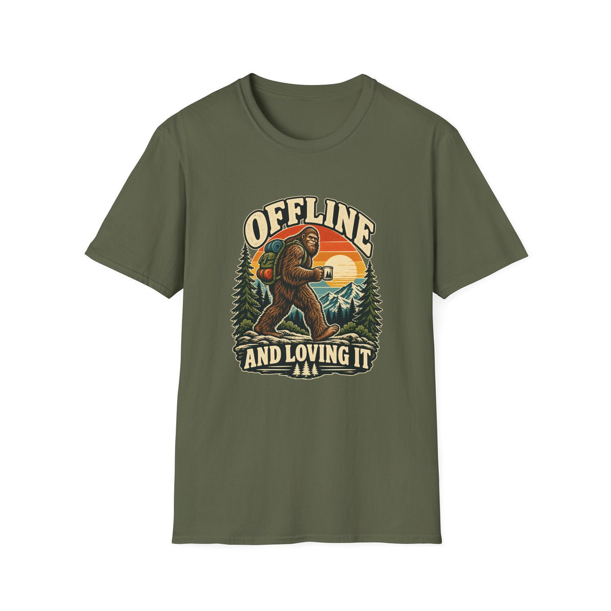 Offline and Loving It Bigfoot T-Shirt | Vintage Camping & Hiking Tee