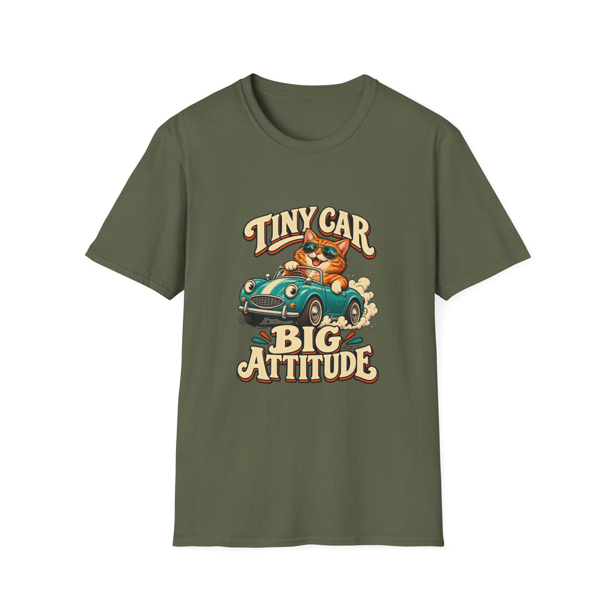 Tiny Car Big Attitude T-Shirt | Funny Cat Driver Tee