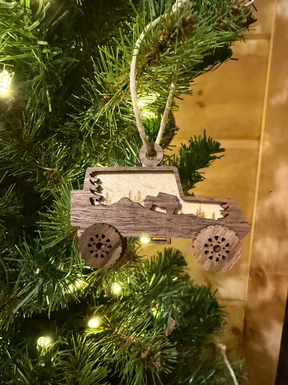 Jeep Christmas Ornament Wood