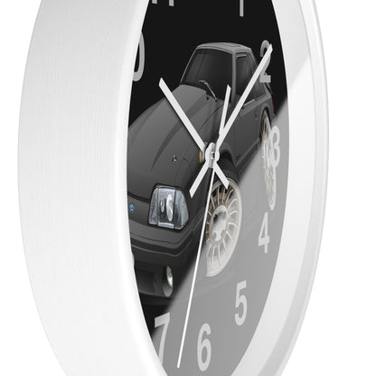 Mustang Fox Body Classic Muscle Car Wall Clock — Black Vintage Sports Car Clock for Garage & Man Cave