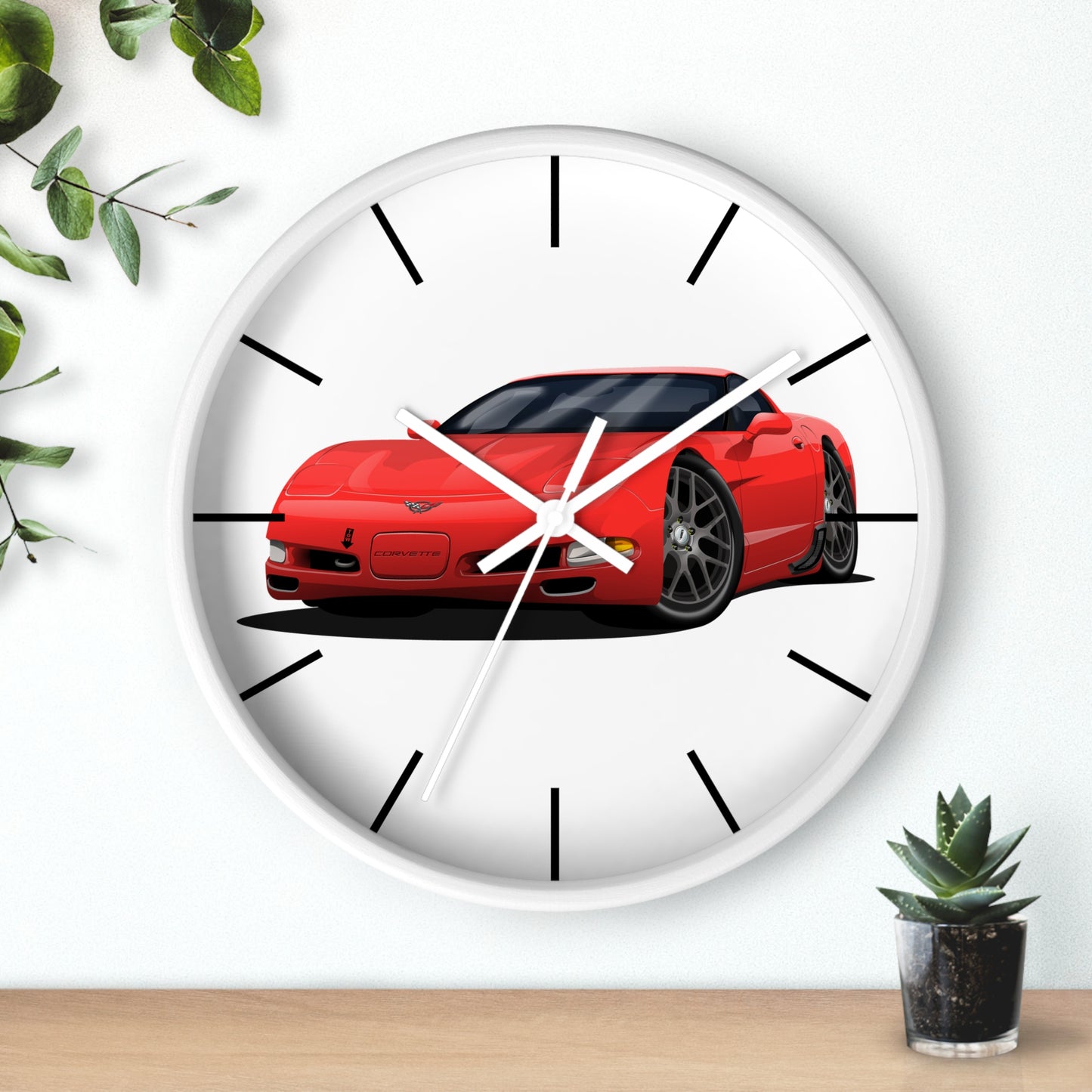 1997 Corvette Red Sports Car Wall Clock — Racing Car Decor for Garage, Man Cave, Kids’ Room