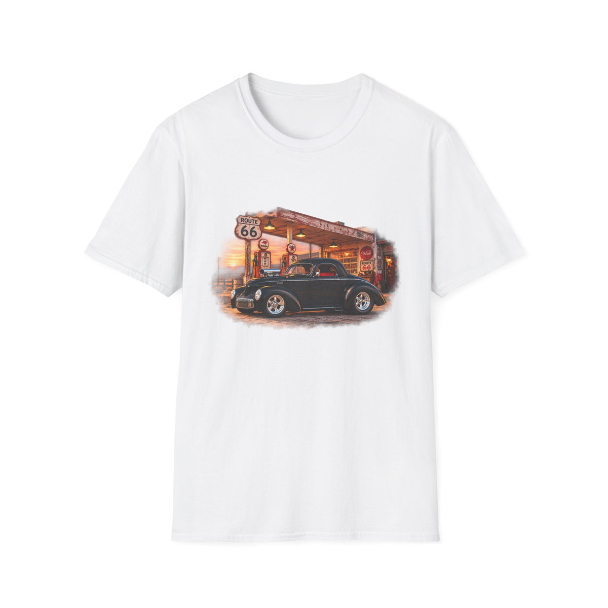 Route 66 Classic 1941 American Willys Car Gas Station T-Shirt