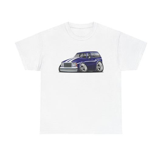Classic Malibu Blue Wagon Tee — Retro Station Wagon Car Graphic T-Shirt