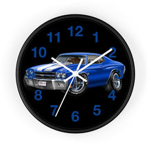 Classic 1970 Blue Chevelle Muscle Car Wall Clock — Vintage 1970s Chevy SS Design