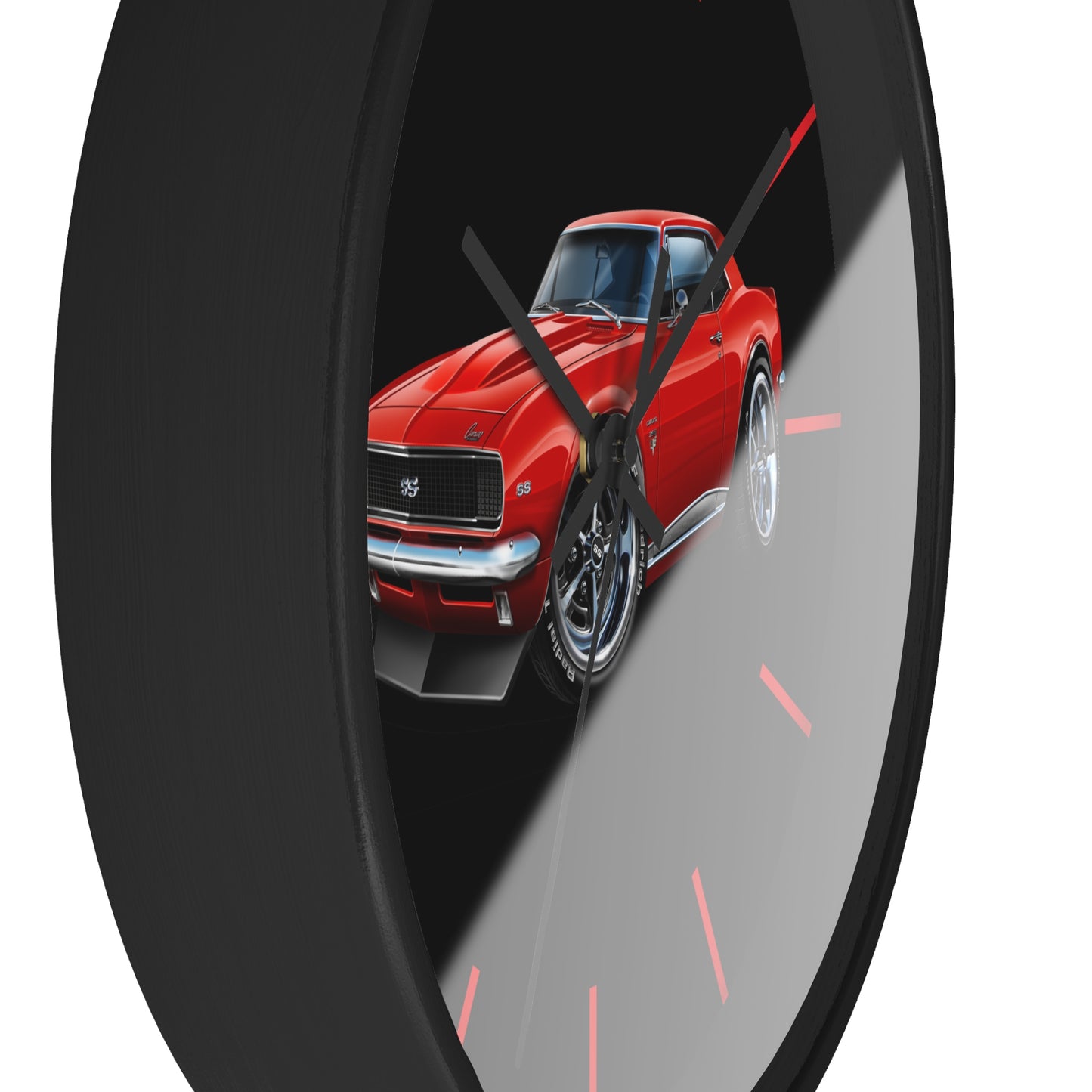 Classic 1967 Red Camaro Muscle Car Wall Clock — Retro Automotive Decor for Car Lovers
