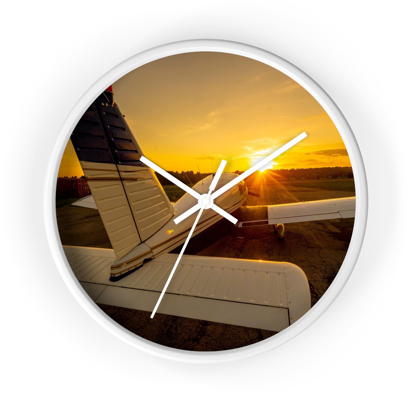 Aviation Sunset Wall Clock — Airplane Photo Decor for Pilots & Flight Lovers