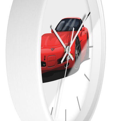 1997 Corvette Red Sports Car Wall Clock — Racing Car Decor for Garage, Man Cave, Kids’ Room