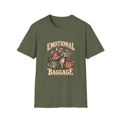 Emotional Baggage T-Shirt | Funny Raccoon Travel Tee