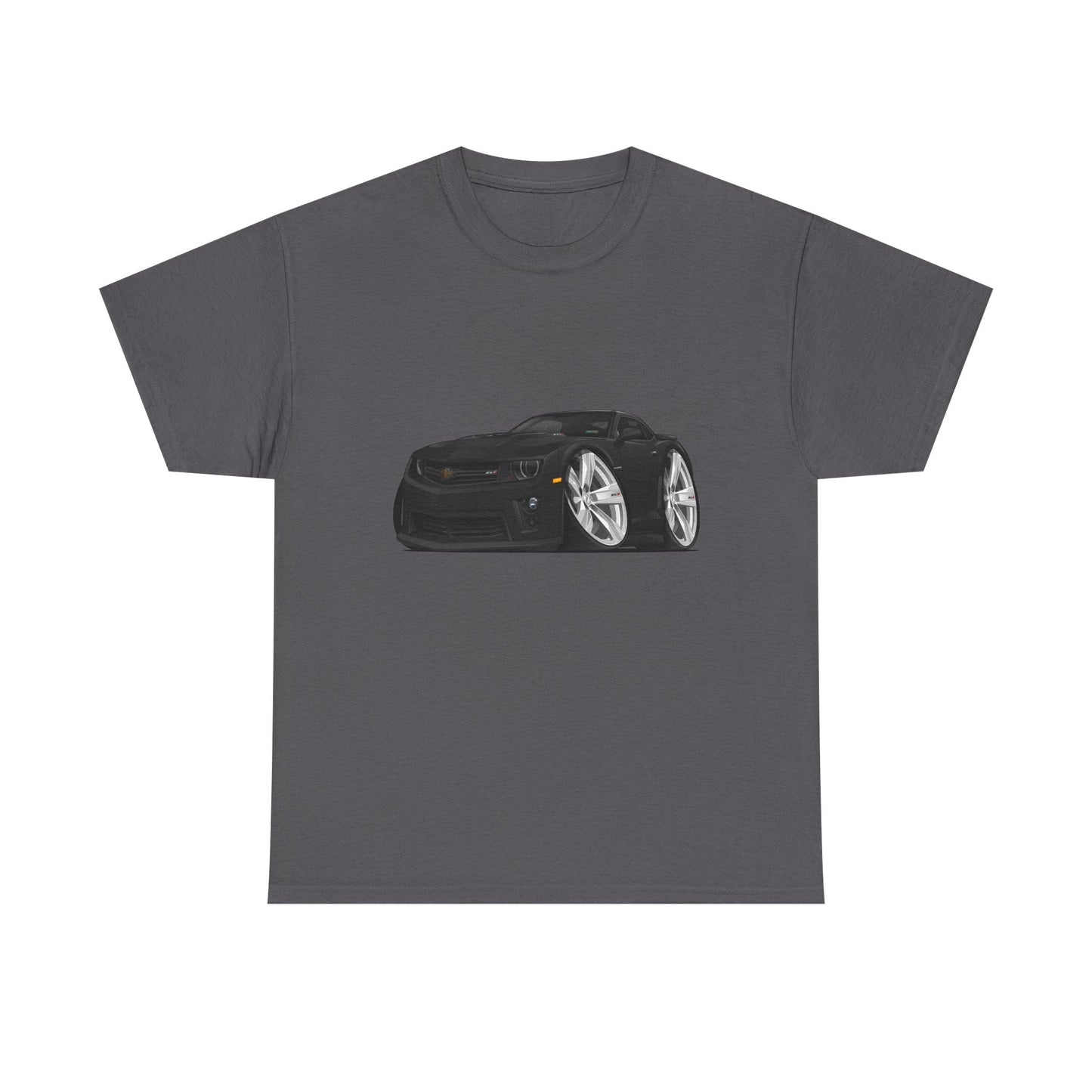 2013 Camaro Car Illustration Tee — Black Sports Car Graphic T-Shirt