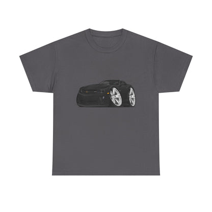2013 Camaro Car Illustration Tee — Black Sports Car Graphic T-Shirt