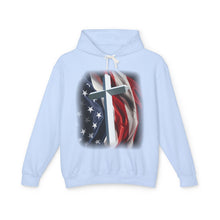 Christian Cross & American Flag Hoodie - Patriotic Faith Sweatshirt