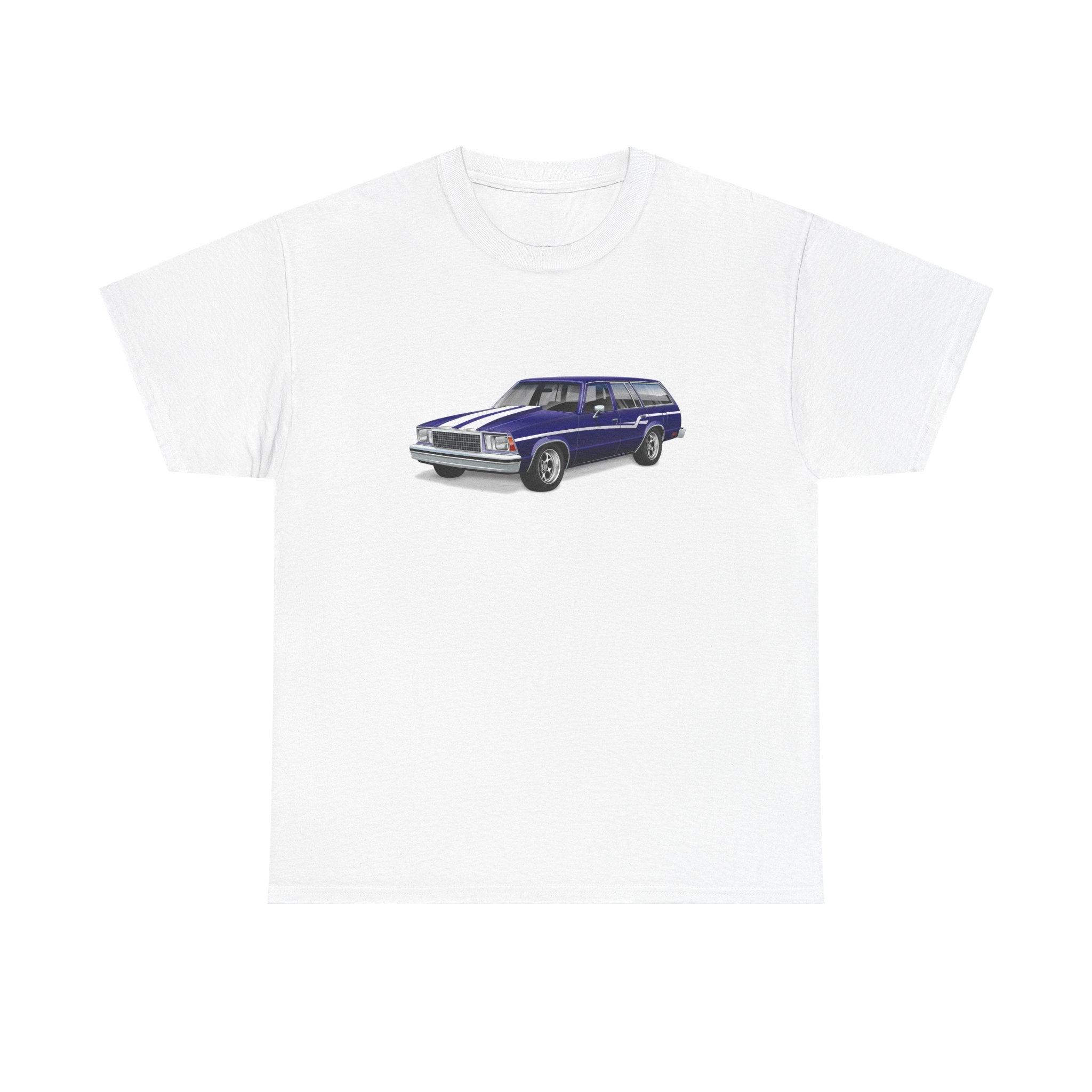 Classic Malibu Station Wagon Tee — Vintage Purple Car Graphic T-Shirt