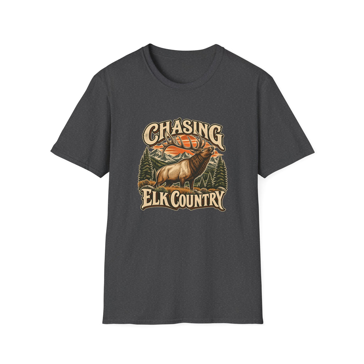 Chasing Elk Country T-Shirt | Vintage Elk Hunting Mountain Tee