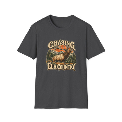 Chasing Elk Country T-Shirt | Vintage Elk Hunting Mountain Tee