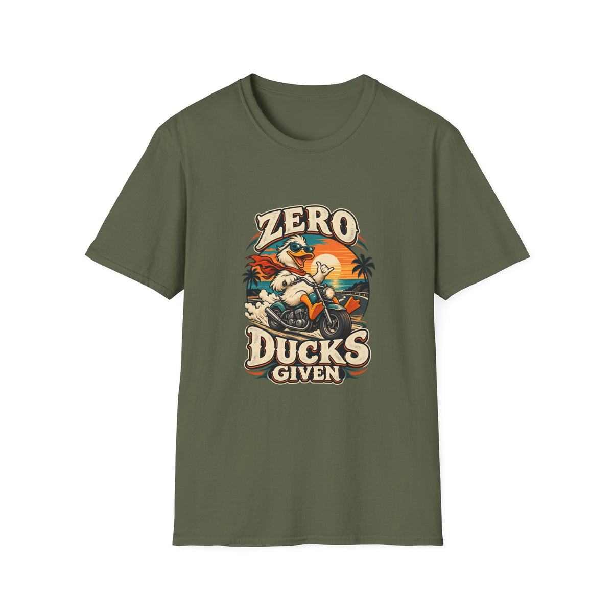 Zero Ducks Given T-Shirt | Funny Duck Motorcycle Tee