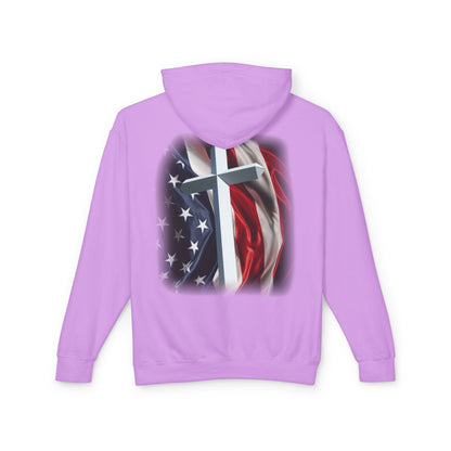 Christian Cross & American Flag Hoodie - Patriotic Faith Sweatshirt