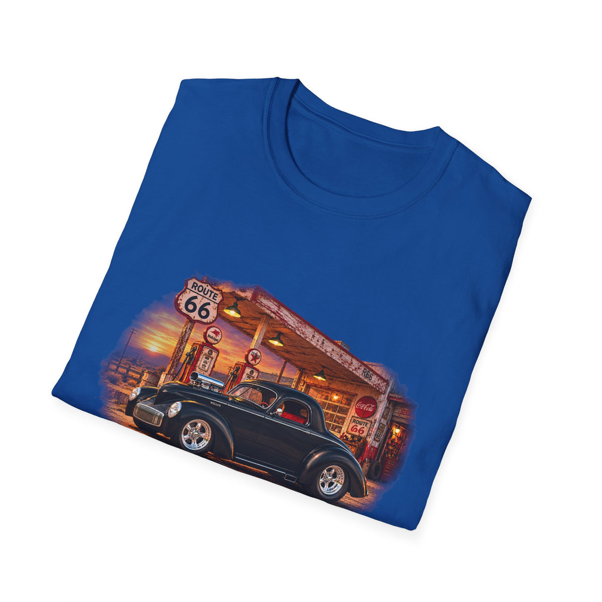 Route 66 Classic 1941 American Willys Car Gas Station T-Shirt