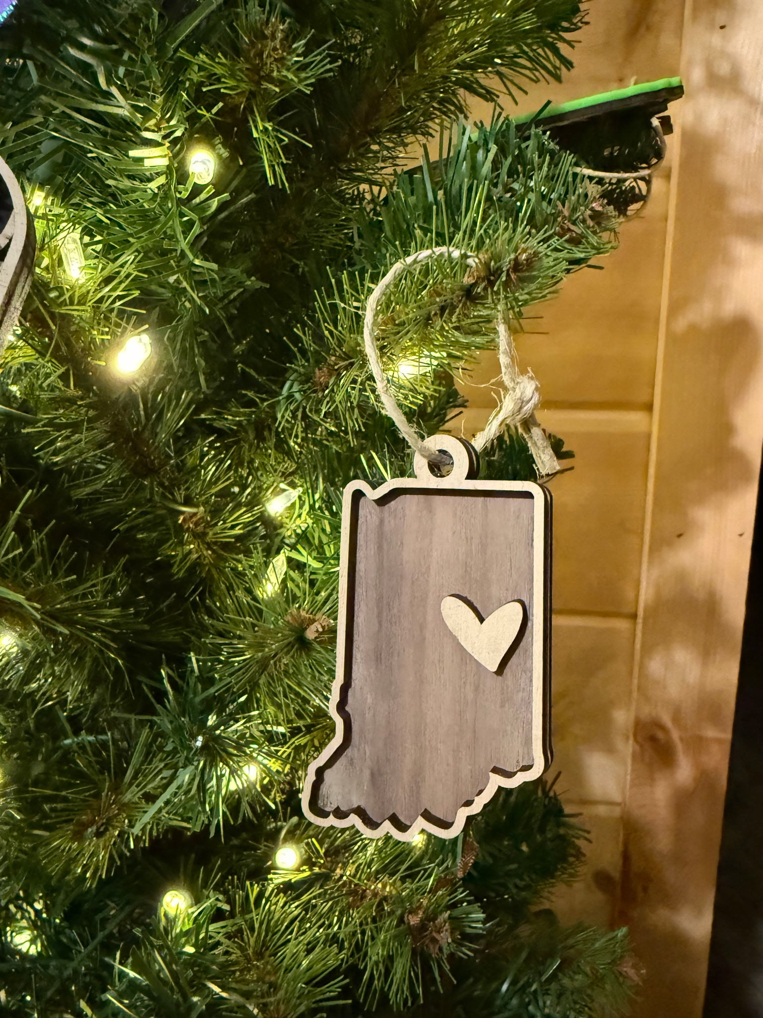 Our Home is in Indiana multiple layer Christmas Ornament Wood