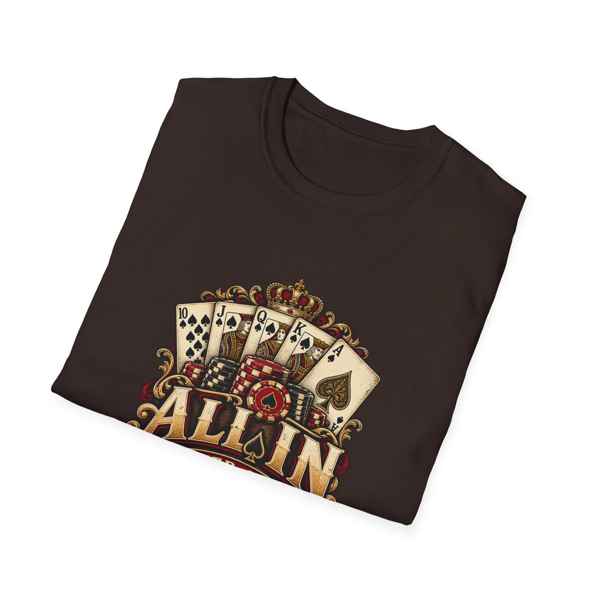 All In Poker Club T-Shirt | Vintage Royal Flush Card Game Tee