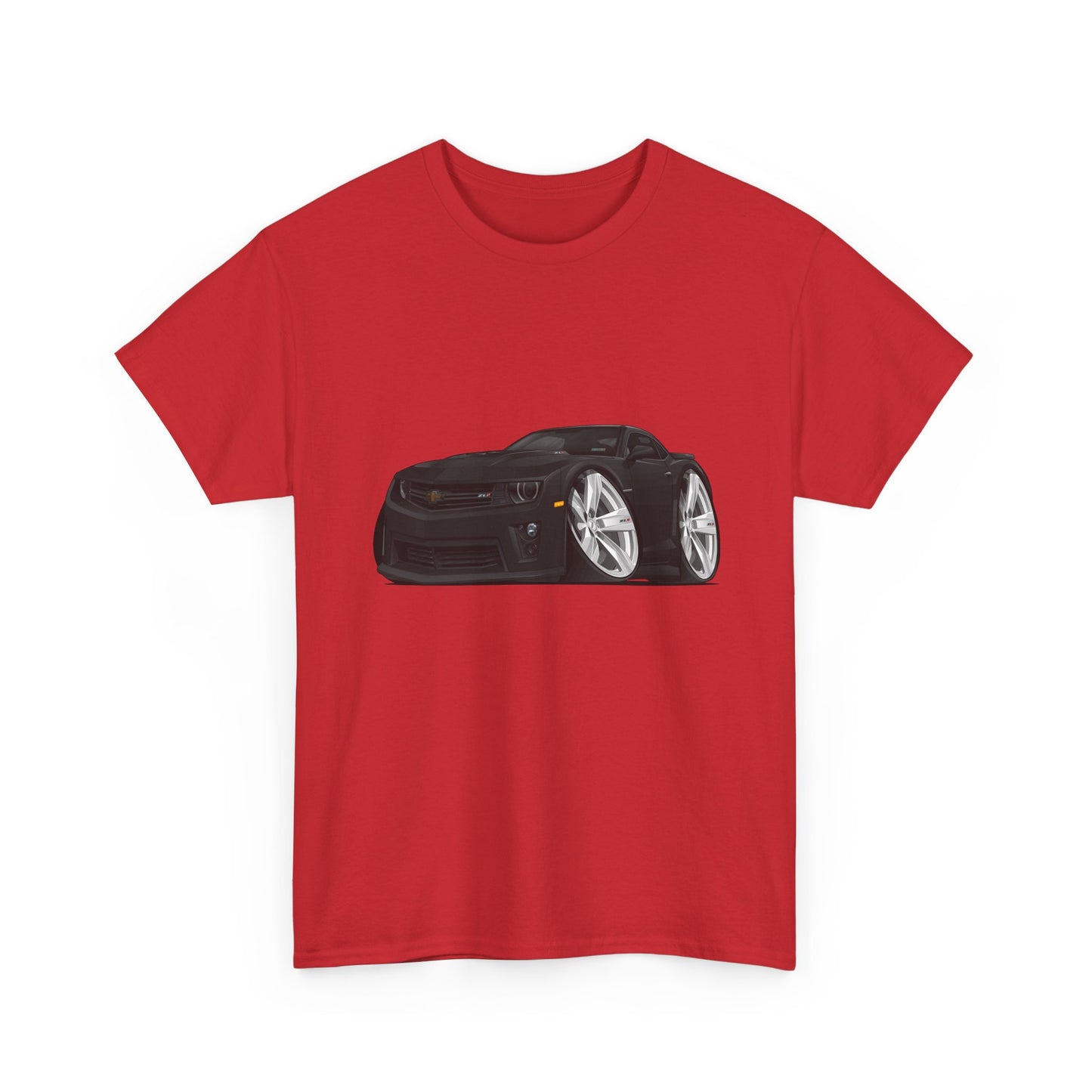 2013 Camaro Car Illustration Tee — Black Sports Car Graphic T-Shirt