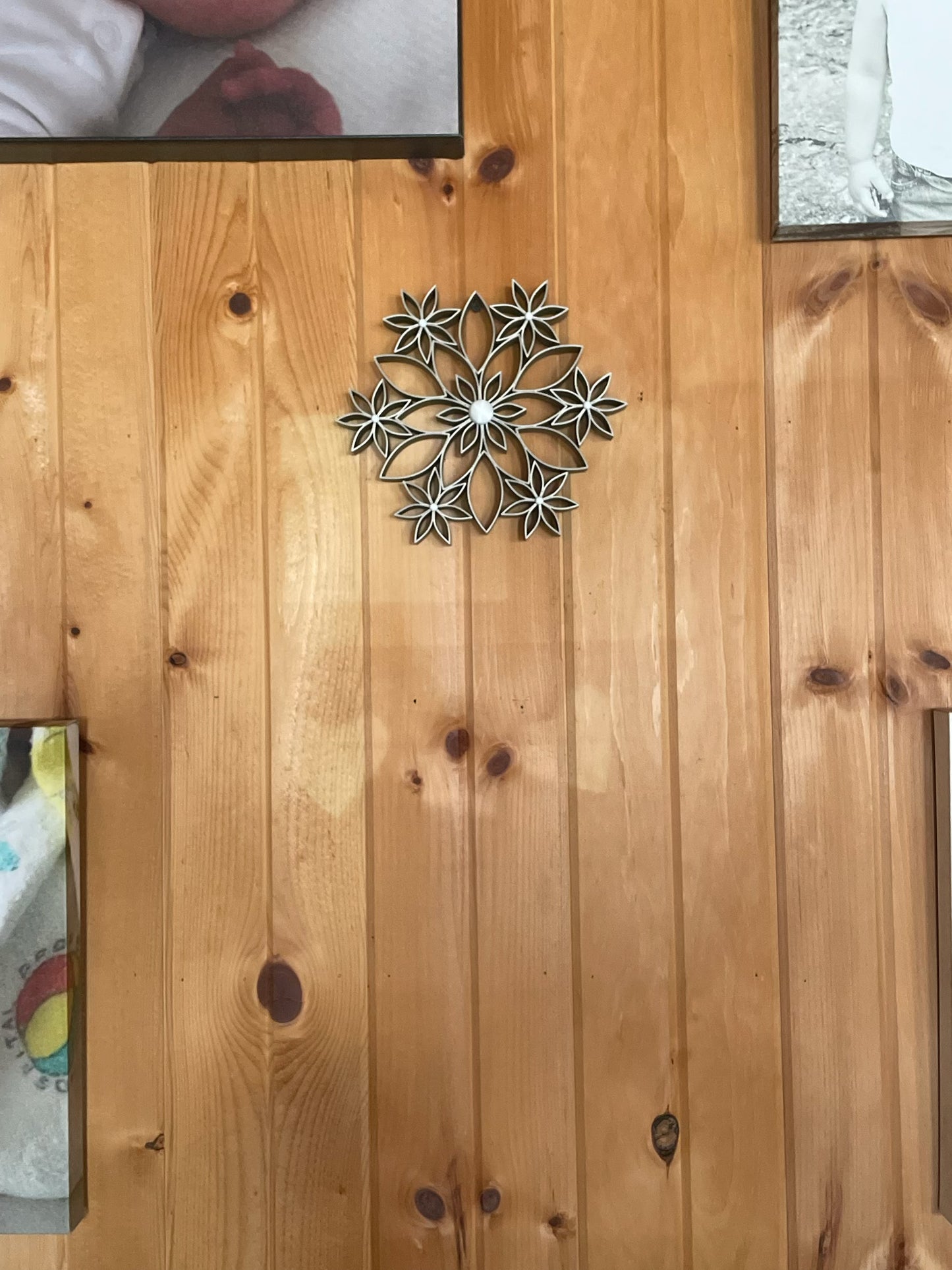 Wall Flower Decor printed in Gold Color with White Accents