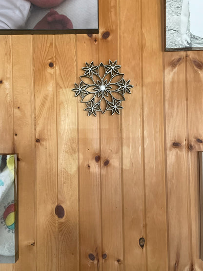 Wall Flower Decor printed in Gold Color with White Accents