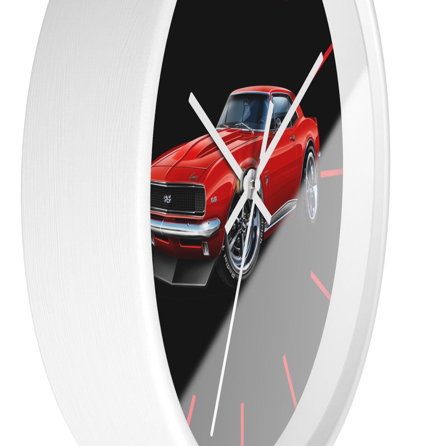 Classic 1967 Red Camaro Muscle Car Wall Clock — Retro Automotive Decor for Car Lovers