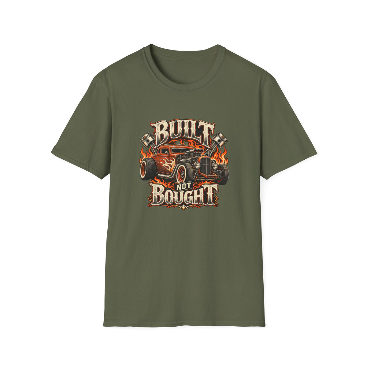 Built Not Bought T-Shirt | Vintage Rat Rod Garage Tee