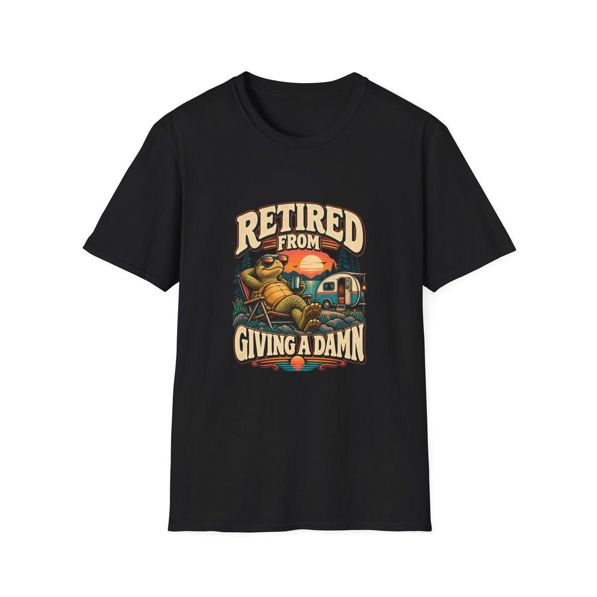 Retired from Giving a Damn T-Shirt | Funny Tortoise Camping Tee
