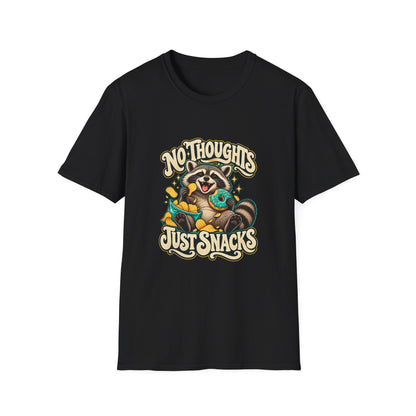 No Thoughts Just Snacks T-Shirt | Funny Raccoon Food Tee