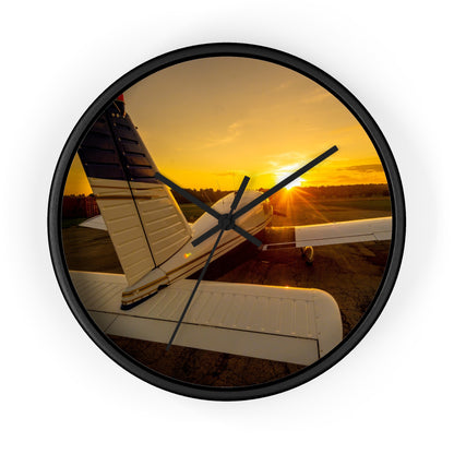 Aviation Sunset Wall Clock — Airplane Photo Decor for Pilots & Flight Lovers