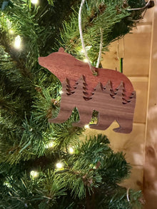 Bear Trees multiple layer Christmas Ornament Wood