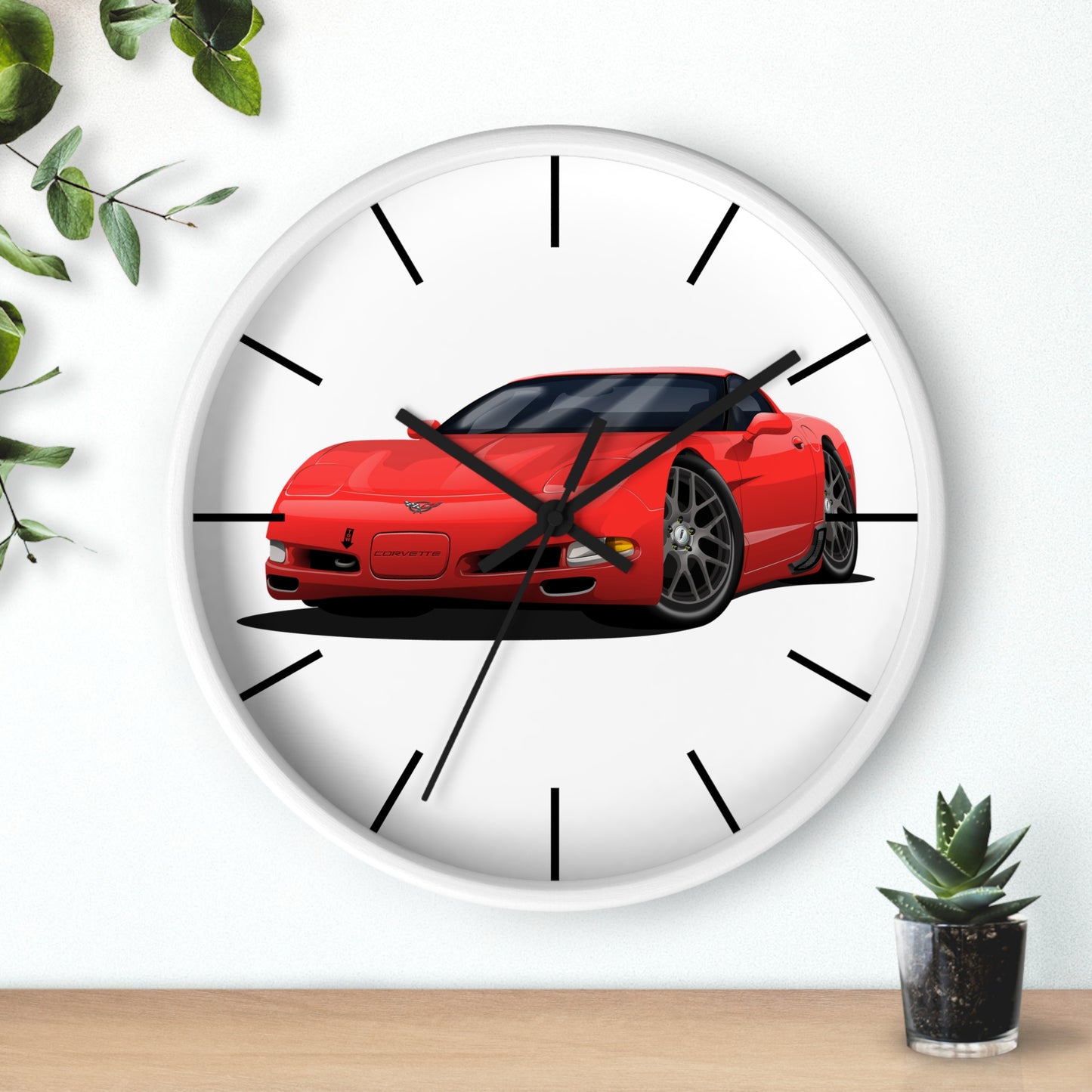 1997 Corvette Red Sports Car Wall Clock — Racing Car Decor for Garage, Man Cave, Kids’ Room