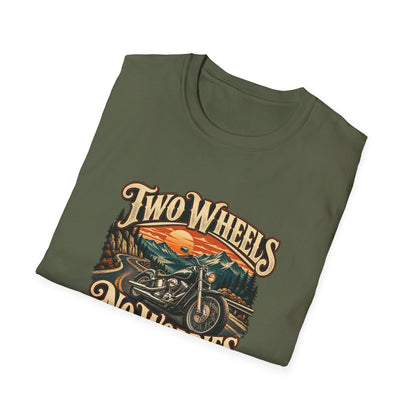 Two Wheels No Worries T-Shirt | Vintage Cruiser Motorcycle Tee