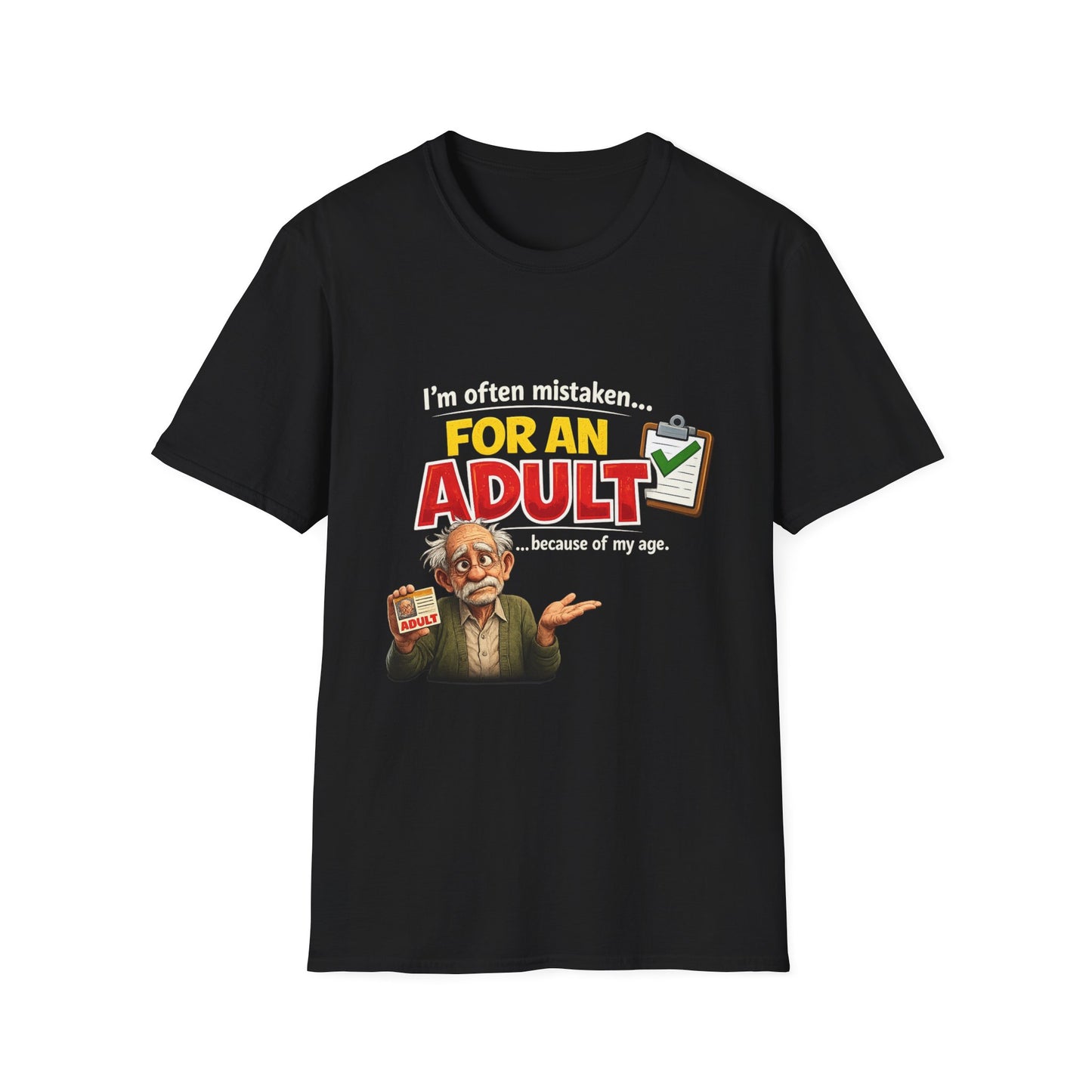 Funny "For An Adult" Graphic T-Shirt — Retro Professor Design