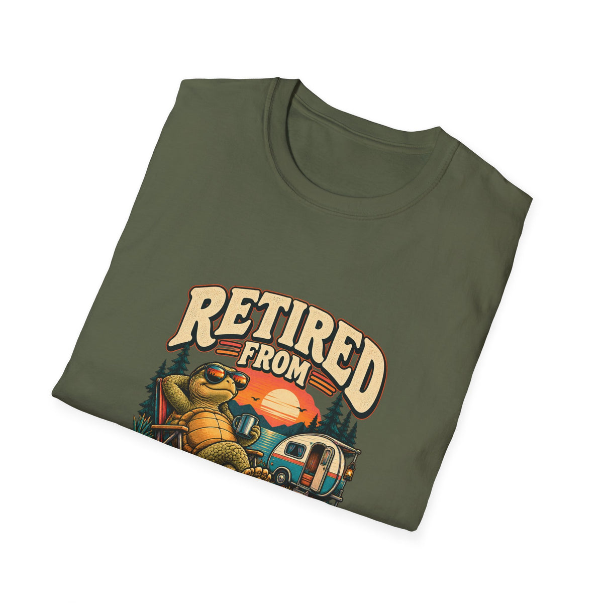 Retired from Giving a Damn T-Shirt | Funny Tortoise Camping Tee