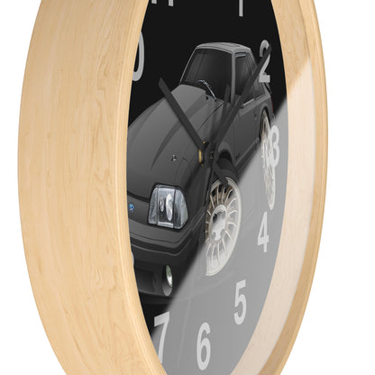 Mustang Fox Body Classic Muscle Car Wall Clock — Black Vintage Sports Car Clock for Garage & Man Cave