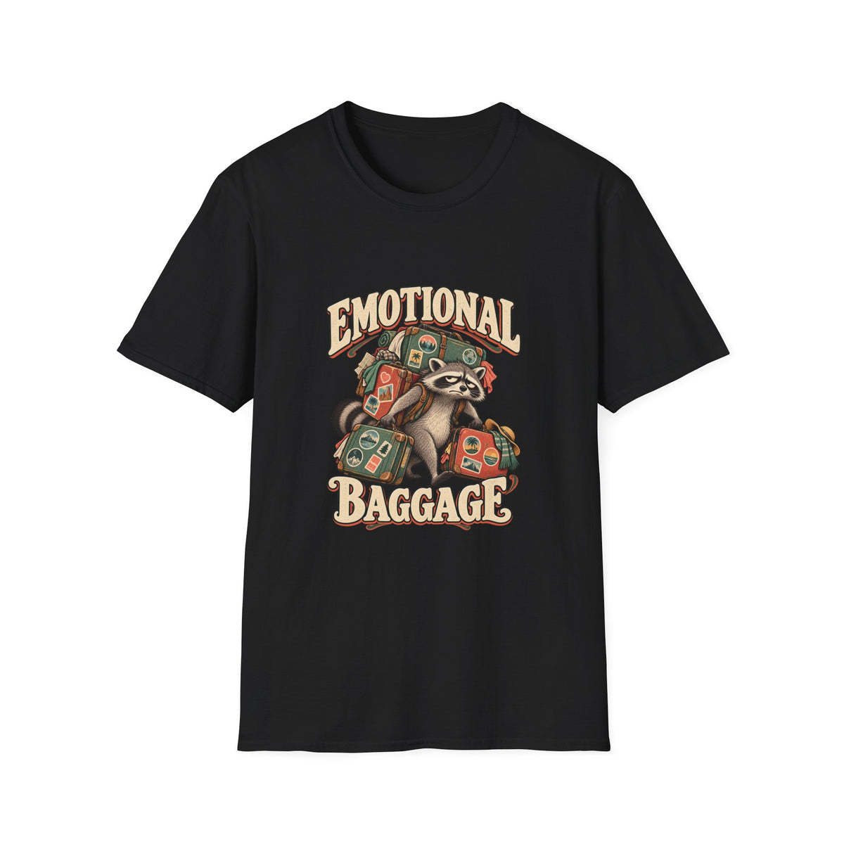 Emotional Baggage T-Shirt | Funny Raccoon Travel Tee