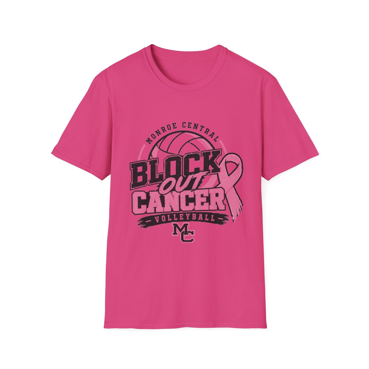 Volleyball "Block Out Cancer" T-Shirt — Monroe Central Breast Cancer Awareness