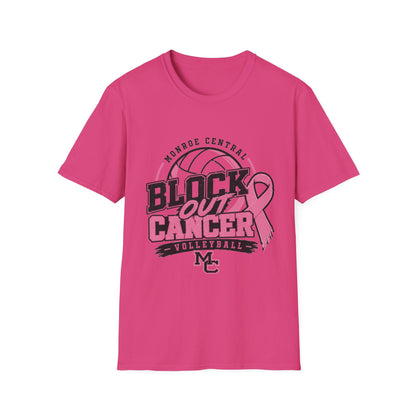 Volleyball "Block Out Cancer" T-Shirt — Monroe Central Breast Cancer Awareness