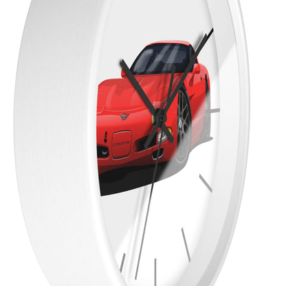 1997 Corvette Red Sports Car Wall Clock — Racing Car Decor for Garage, Man Cave, Kids’ Room