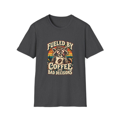 Fueled by Coffee and Bad Decisions T-Shirt | Funny Raccoon Tee