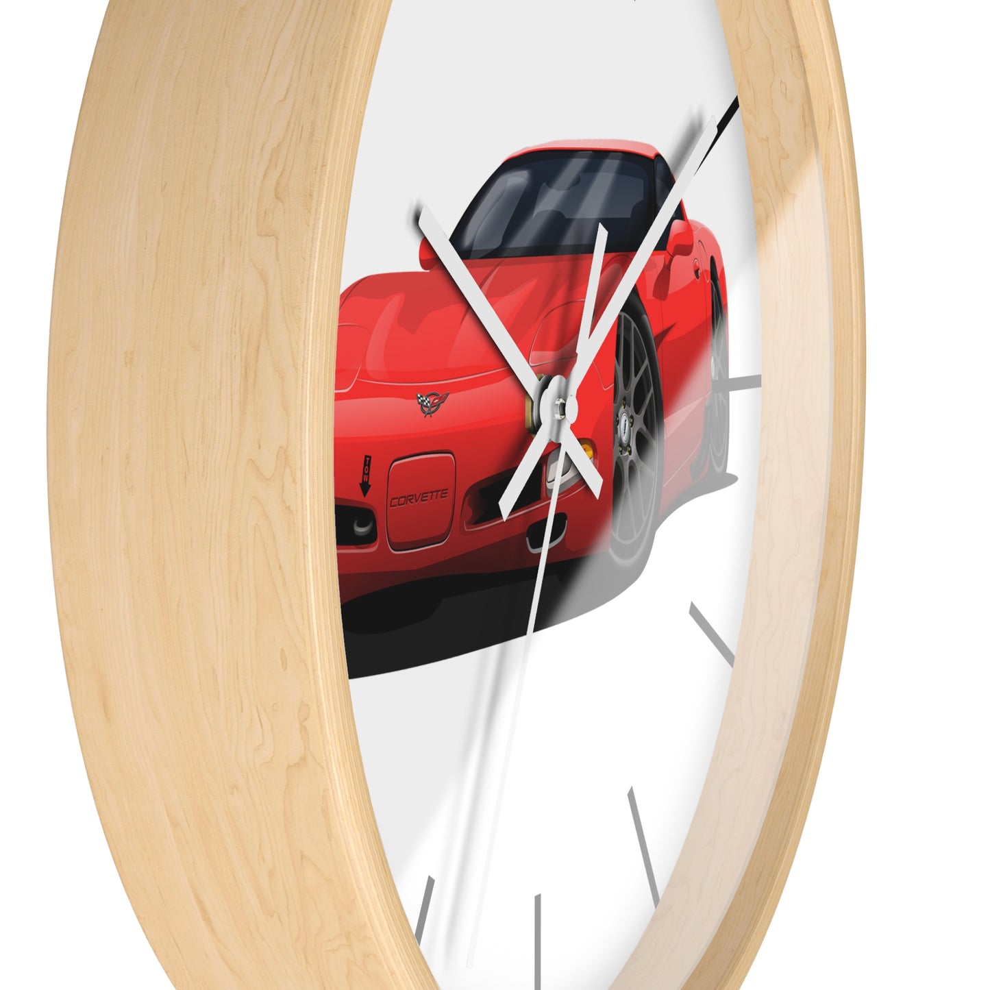 1997 Corvette Red Sports Car Wall Clock — Racing Car Decor for Garage, Man Cave, Kids’ Room