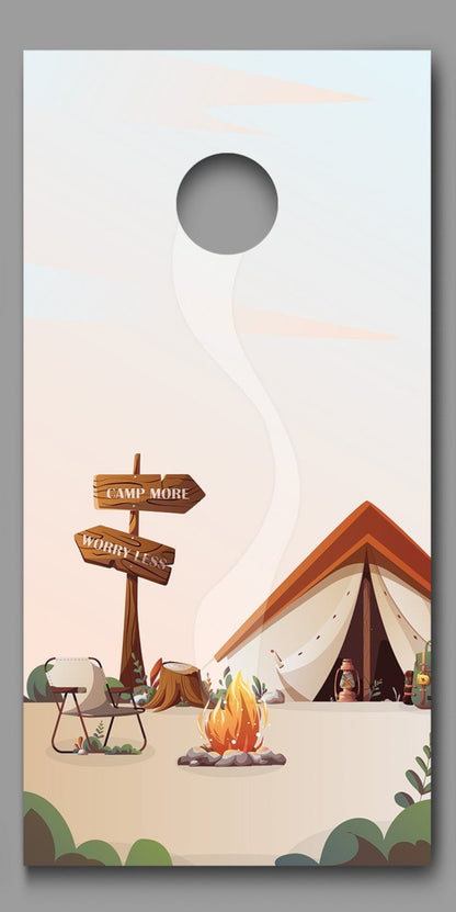Camp More Worry Less Corn hole Board Decal Wraps