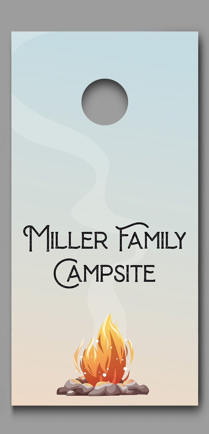 Custom Family Name Campsite Corn hole Board Decal Wraps