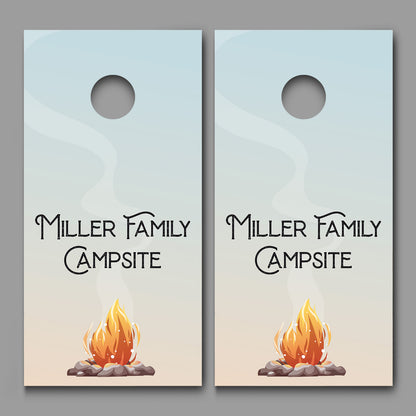 Custom Family Name Campsite Corn hole Board Decal Wraps