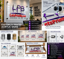 Custom UV Printed CLEAR Acrylic Business Sign with Standoffs