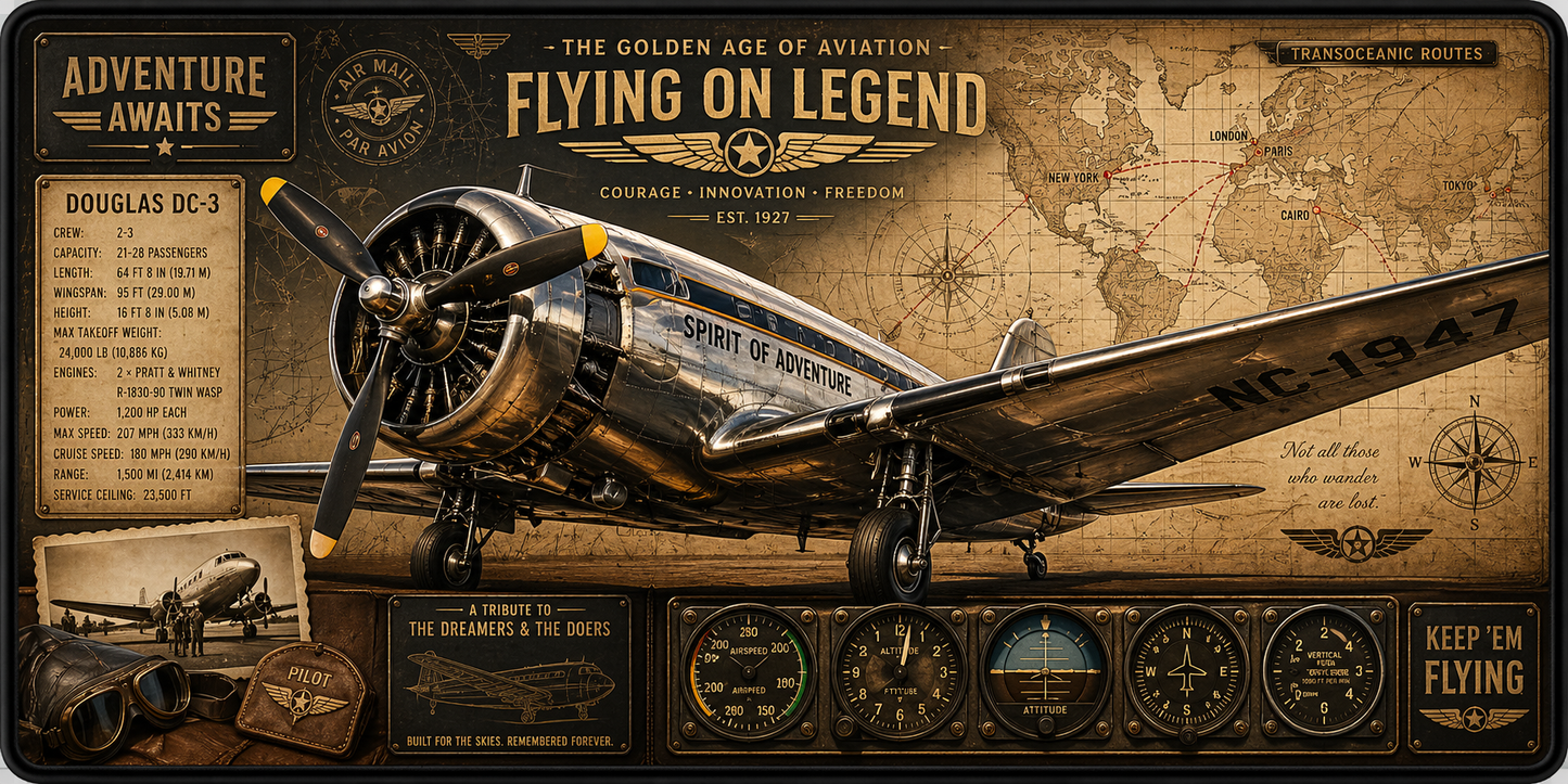 Golden Age Propeller Aviation Desk Mat